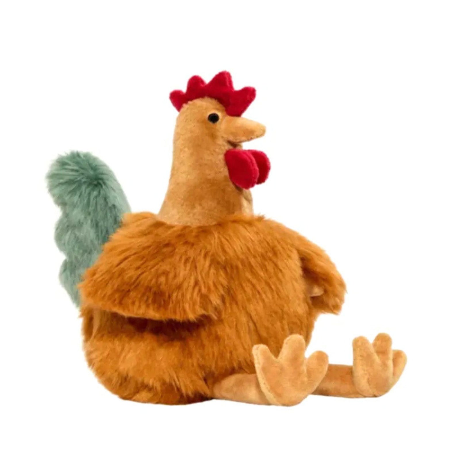Fluff & Tuff Chandler Chicken sitting squeaky plush dog toy, medium size, 10 inches