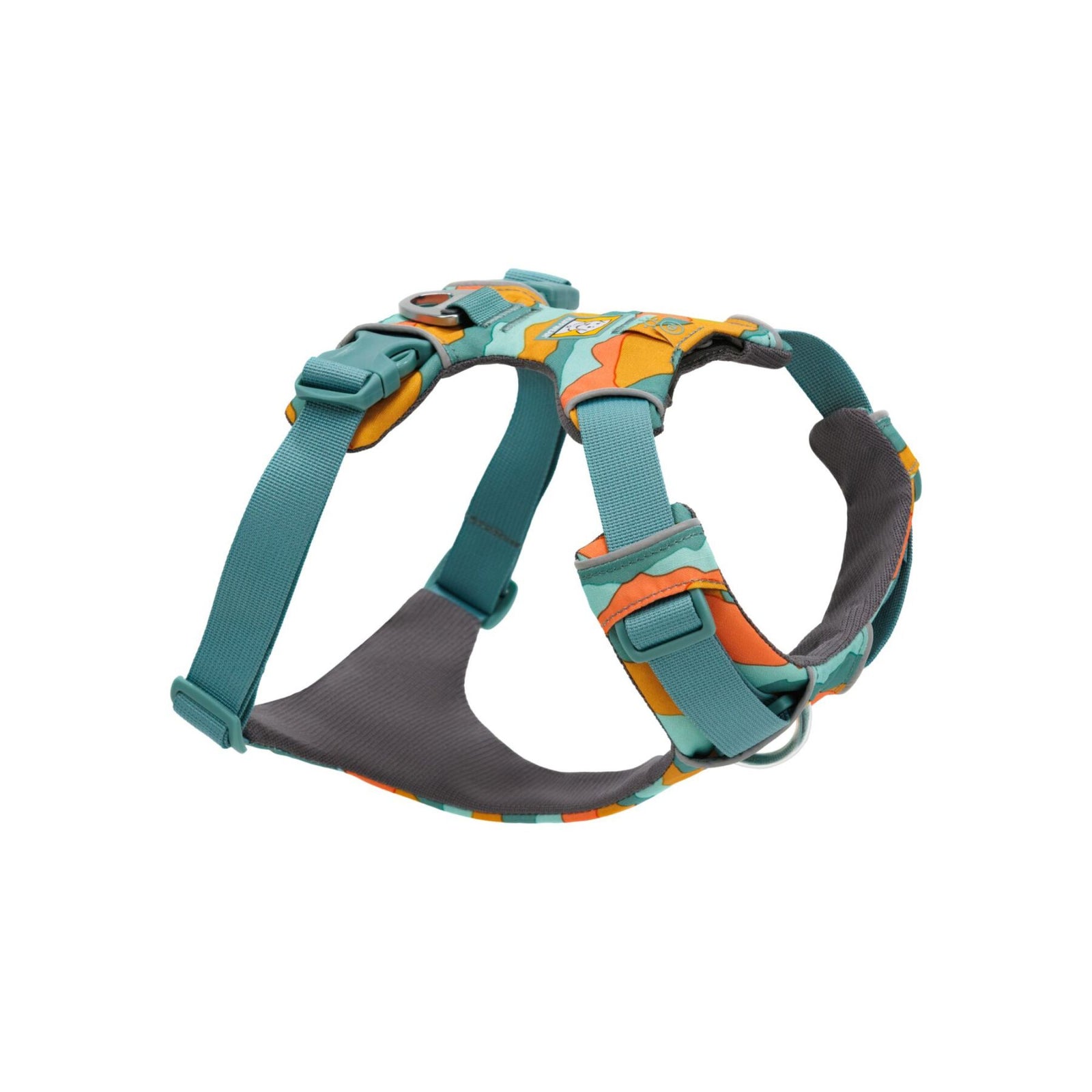 Ruffwear Front Range Harness in Spring Mountains shown from the front on a white background