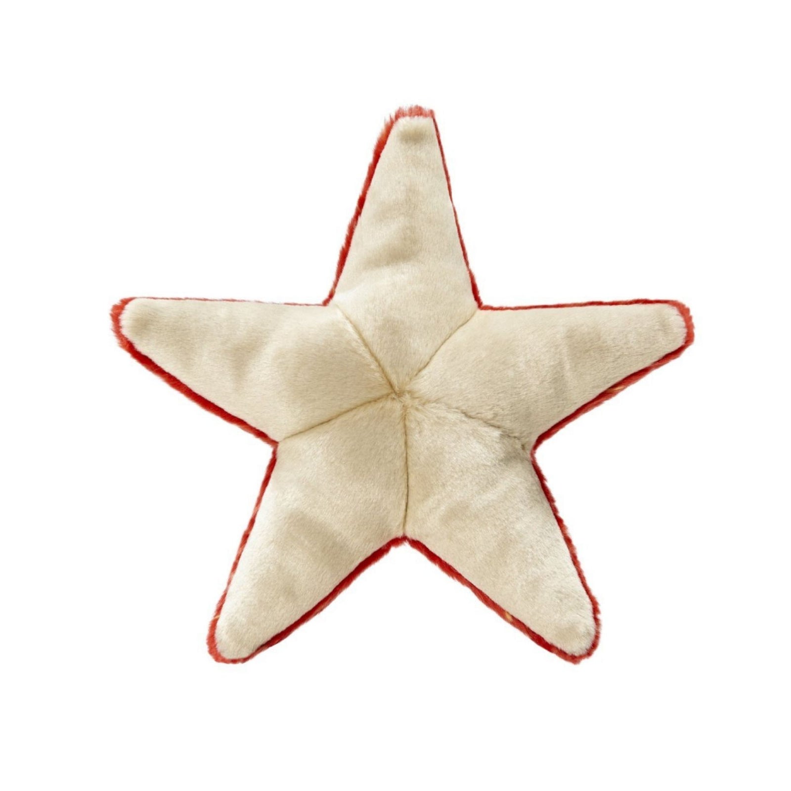 Fluff and Tuff Ziggy Starfish plush dog toy showing cream underside on white background