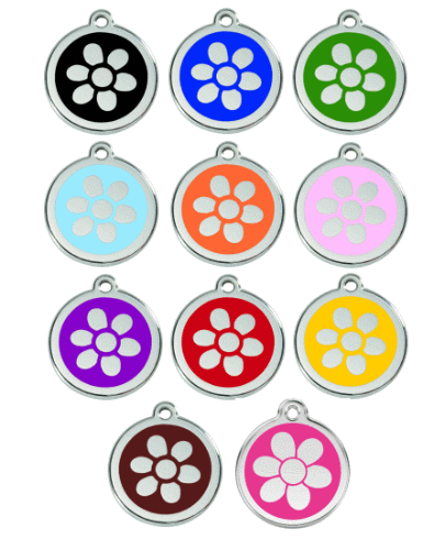 Red Dingo Flower Dog Tag, Enamel & Stainless Steel | Barks & Bunnies