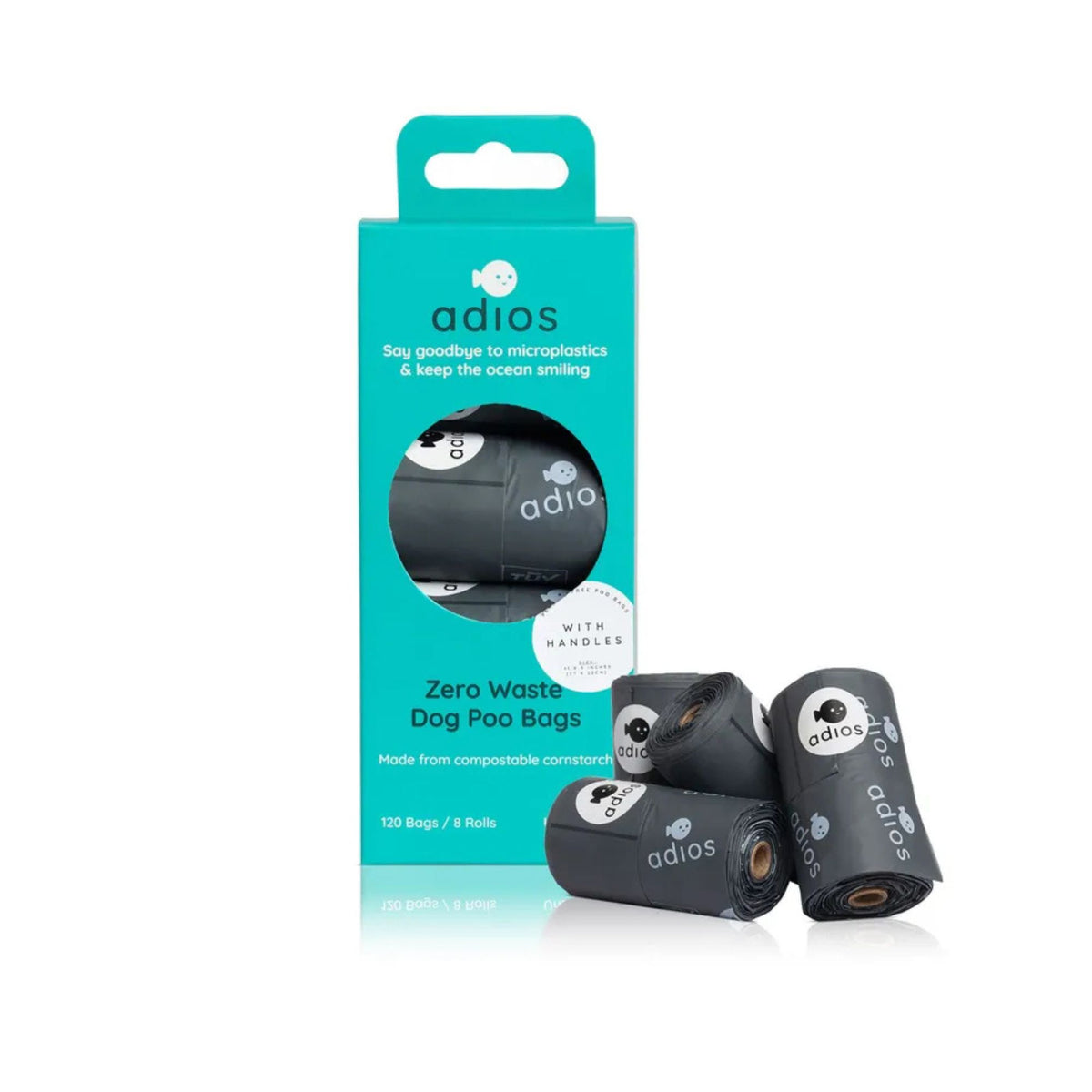 Adios Compostable Grey Rolls Dog Poo Bags | Barks &amp; Bunnies