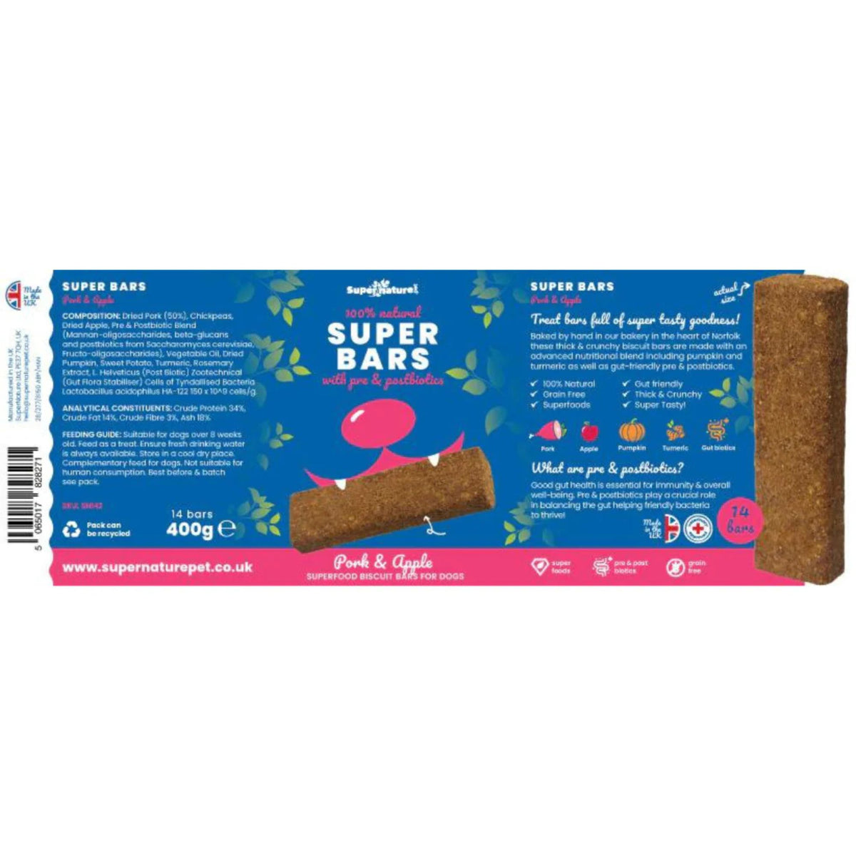 Super Bars Super Bars Pork &amp; Apple Dog Treat Tub | Barks &amp; Bunnies