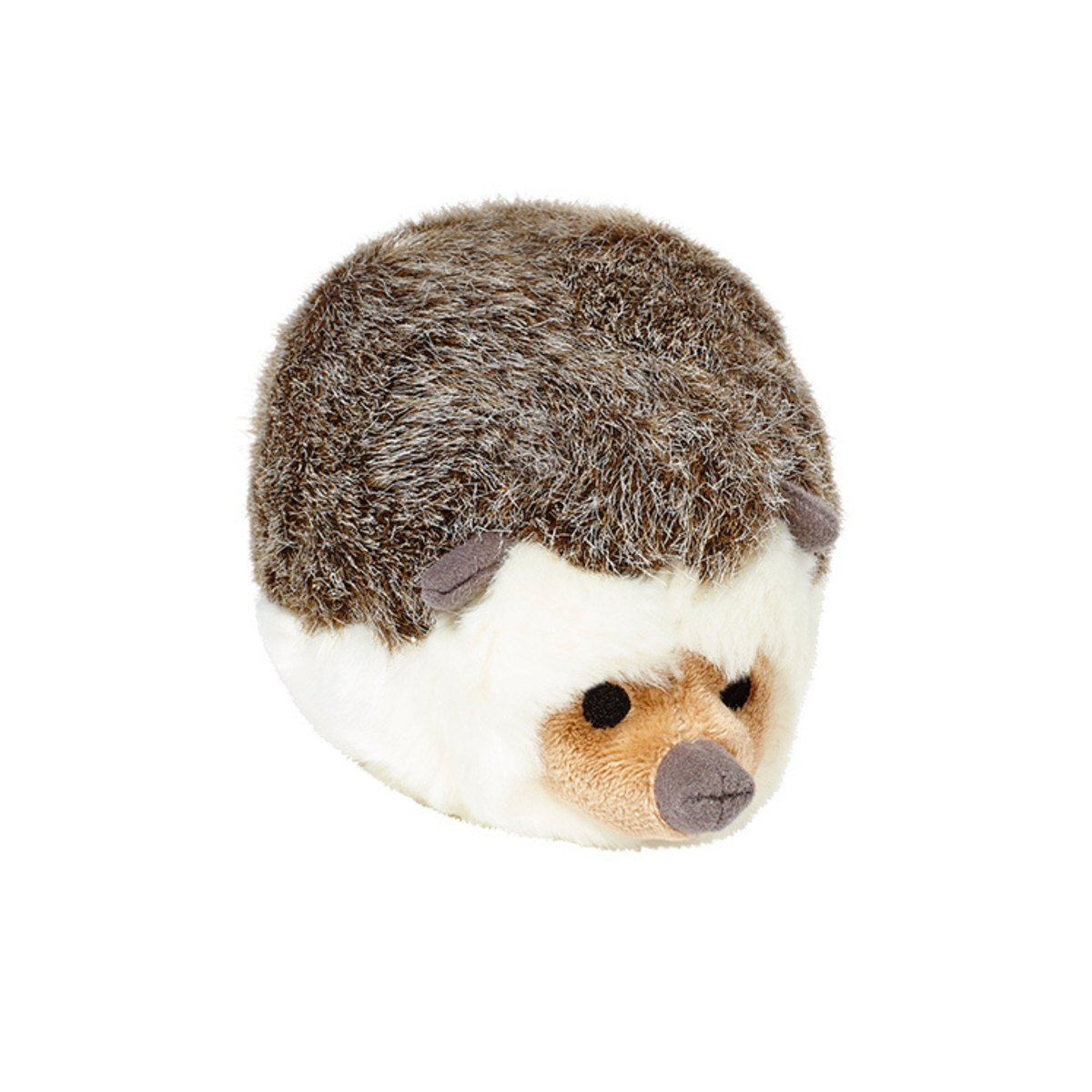 Fluff &amp; Tuff Harriet Hedgehog plush dog toy - round brown and cream hedgehog with textured quill fur, tan face and grey nose