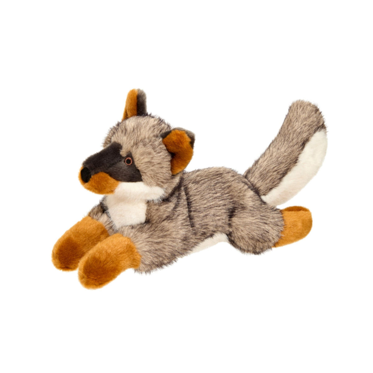 Fluff &amp; Tuff Sterling Silver Fox squeaky plush dog toy, medium size, tail raised