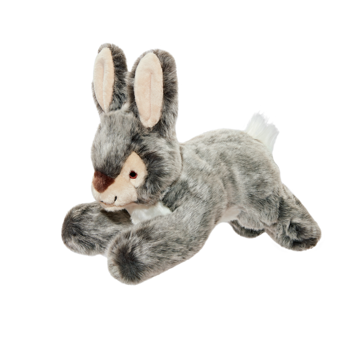 Fluff &amp; Tuff Walter Wabbit plush dog toy - realistic mottled grey-brown rabbit with cream face patch, pink-lined ears and embroidered eye.