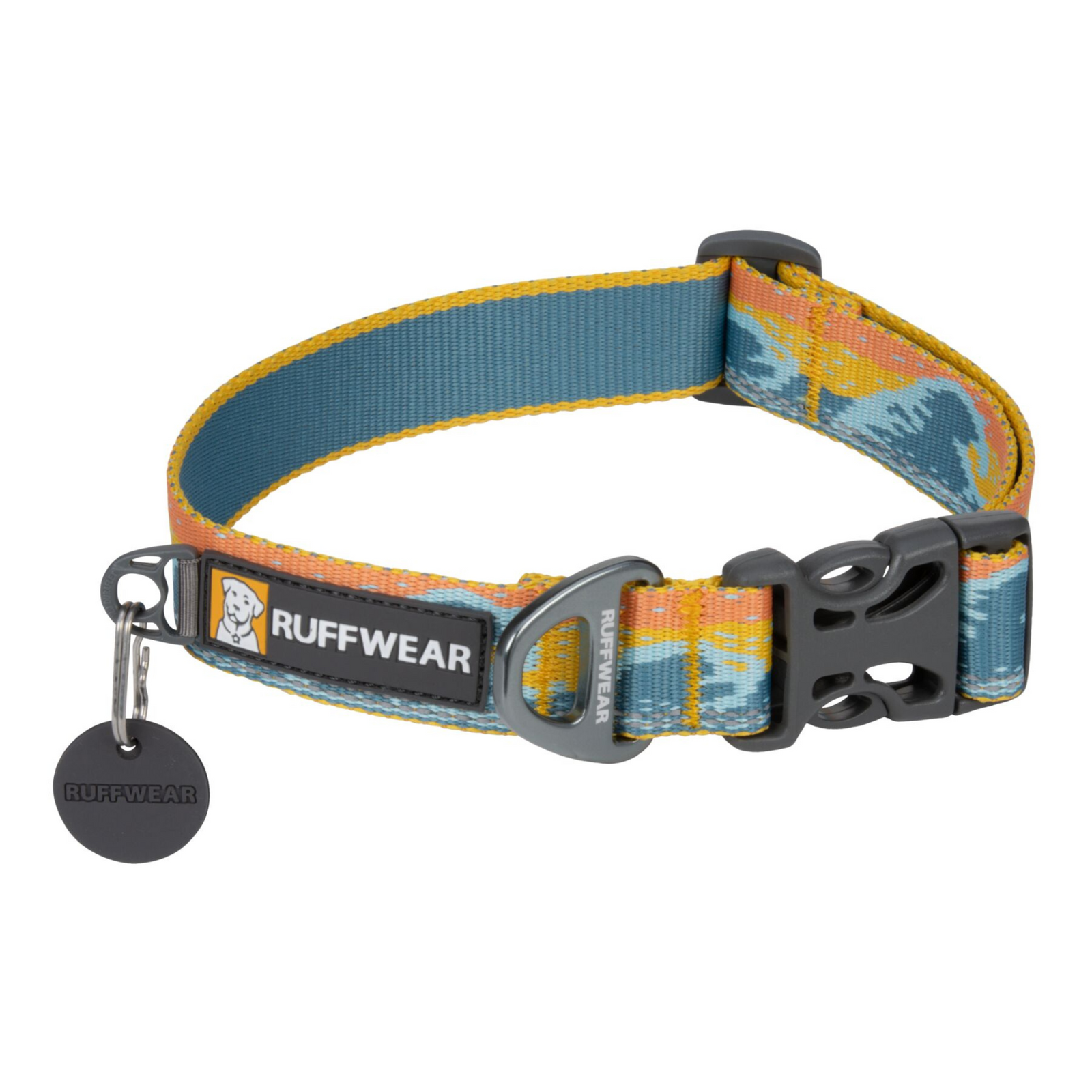 Ruffwear Crag Reflective Dog Collar in Alpine Dusk, studio shot on white background