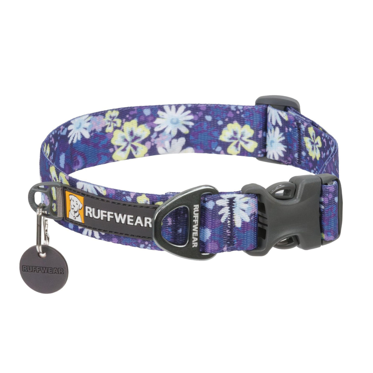 Ruffwear Front Range Dog Collar in Wildflower, studio shot on white background