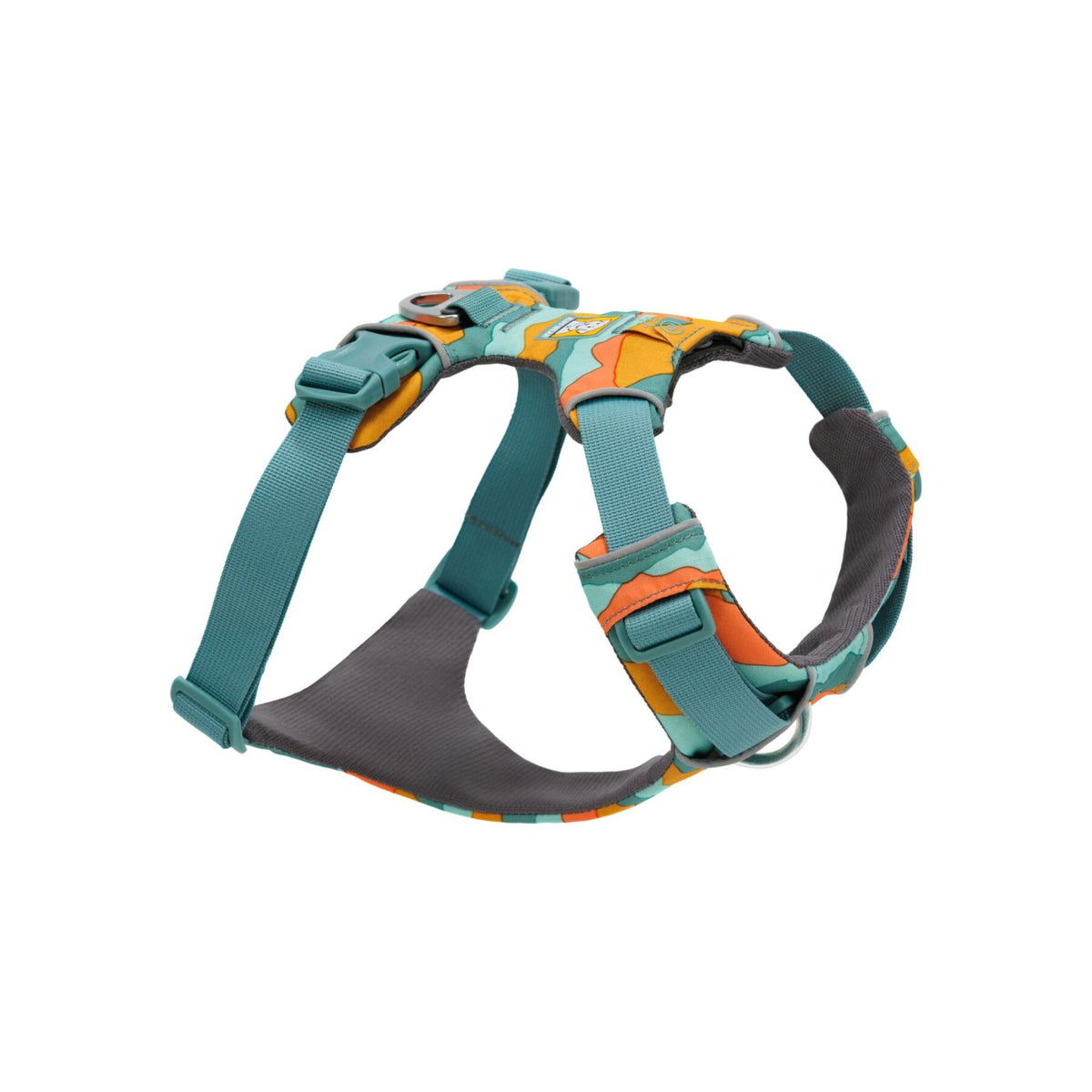 Ruffwear Front Range Harness in Spring Mountains shown from the front on a white background