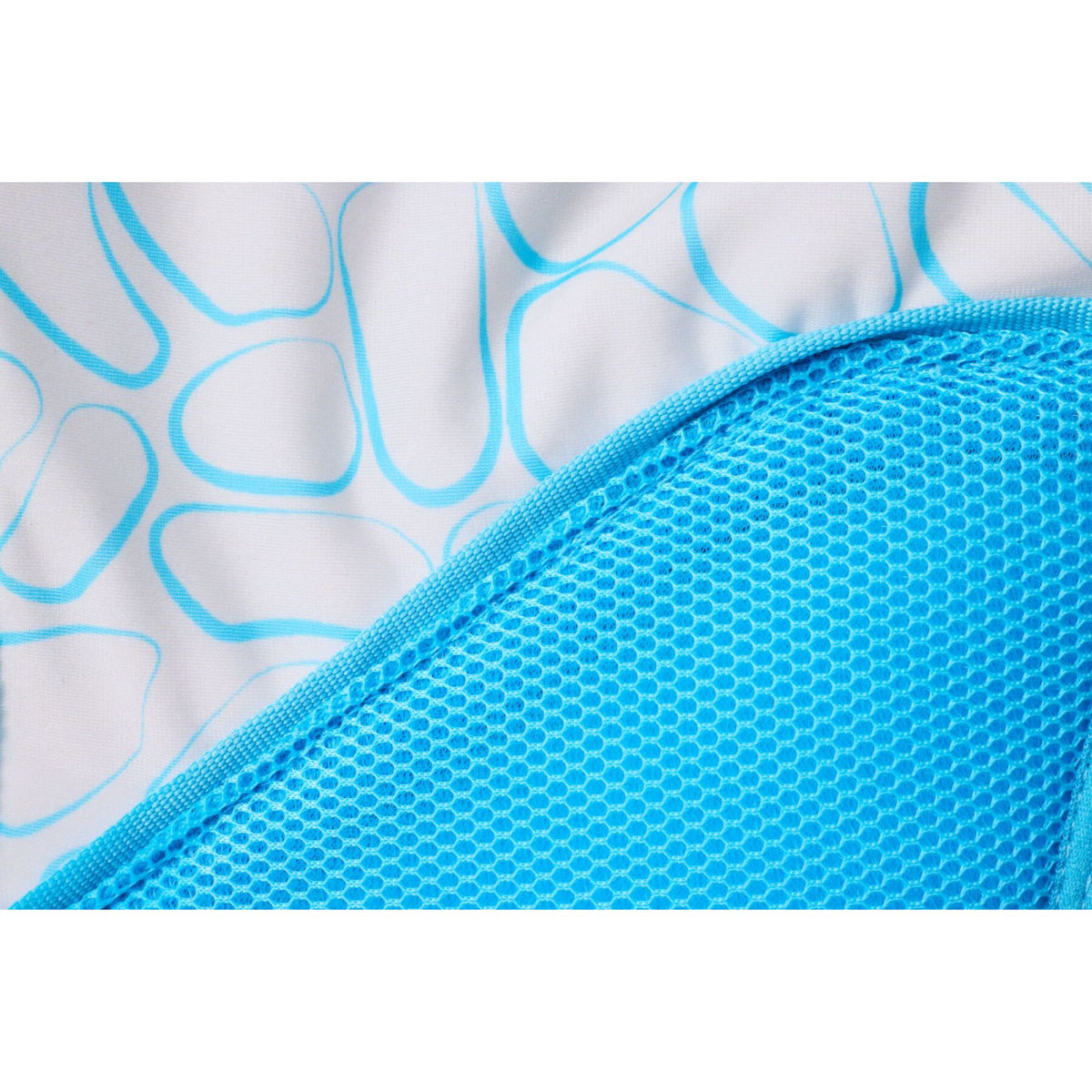 Ruffwear Swamp Cooler Zip Vest showing Biolumin Blue fabric and grey mesh lining
