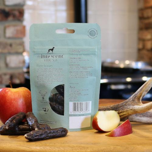The Innocent Hound Venison Sausages with Chopped Apple | Barks &amp; Bunnies