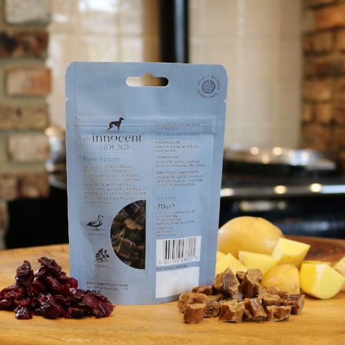 The Innocent Hound Sliced Duck &amp; Cranberry Sausages | Barks &amp; Bunnies