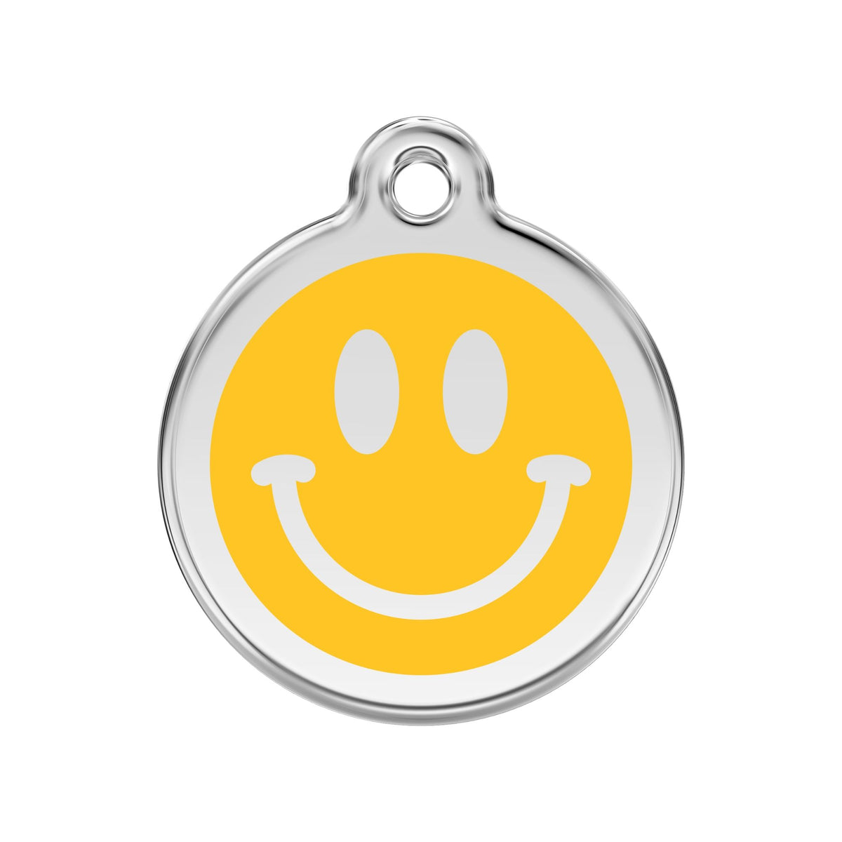 Red Dingo Smiley Face Dog Tag, Enamel &amp; Stainless Steel | Barks &amp; Bunnies