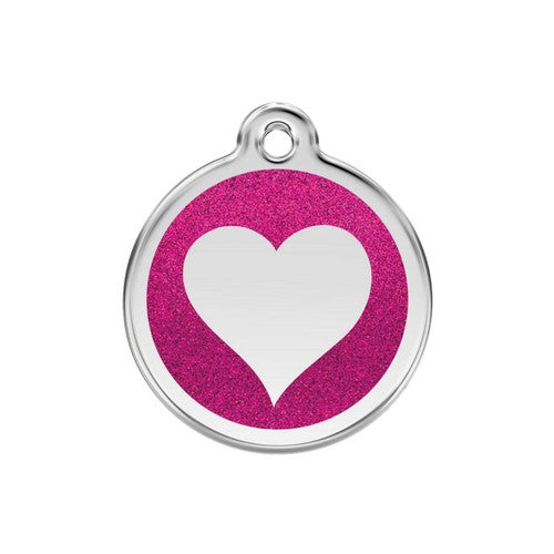 Red Dingo Glitter Heart Dog Tag, Enamel Pet Tag UK | Barks &amp; Bunnies