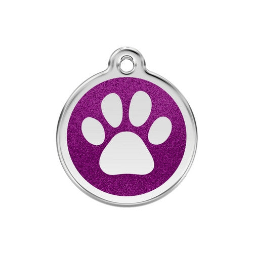Red Dingo Glitter Paw Print Dog Tag, Enamel Pet Tag UK | Barks &amp; Bu...