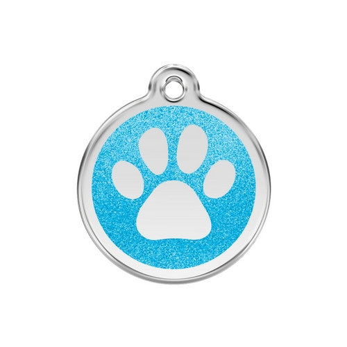 Red Dingo Glitter Paw Print Dog Tag, Enamel Pet Tag UK | Barks &amp; Bu...