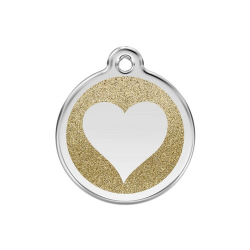 Red Dingo Glitter Heart Dog Tag, Enamel Pet Tag UK | Barks &amp; Bunnies