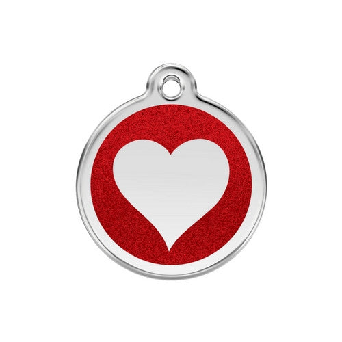 Red Dingo Glitter Heart Dog Tag, Enamel Pet Tag UK | Barks &amp; Bunnies