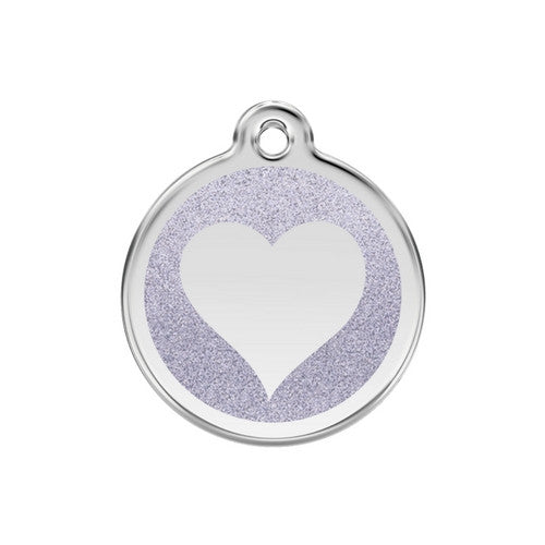 Red Dingo Glitter Heart Dog Tag, Enamel Pet Tag UK | Barks &amp; Bunnies