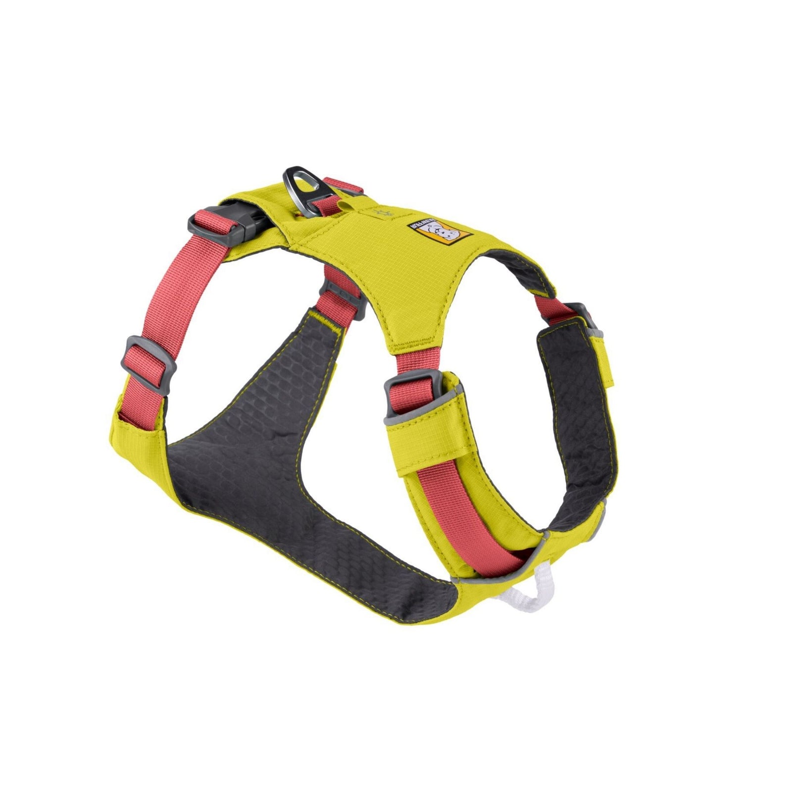 Ruffwear Hi & Light dog harness in Lichen Green, front three-quarter view on white background