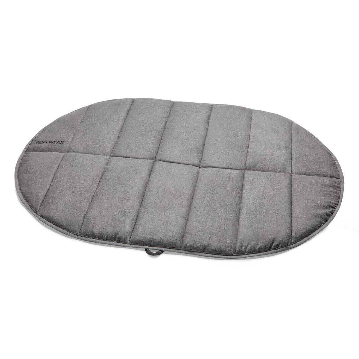 Ruffwear Highlands Pad in Cloudburst Gray, product shot showing oval quilted pad flat