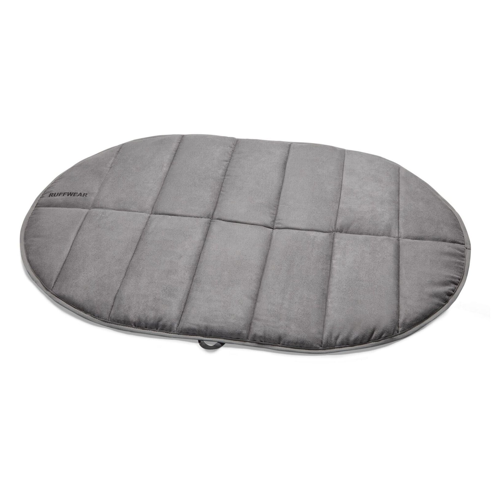 Ruffwear Highlands Pad in Cloudburst Gray, product shot showing oval quilted pad flat
