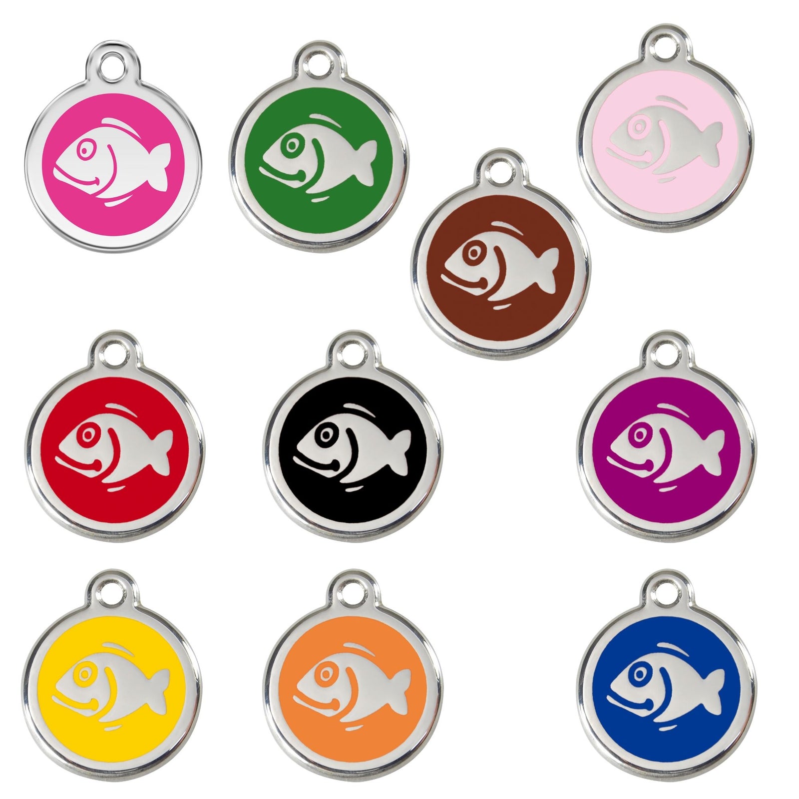 Red Dingo Fish Cat Tag, Enamel Pet Tag UK | Barks & Bunnies