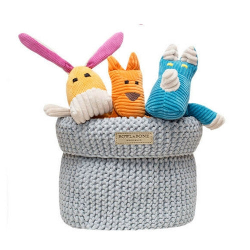 Bowl &amp; Bone Republic Cotton Basket Grey, Dog Toy Storage | Barks &amp; Bunnies
